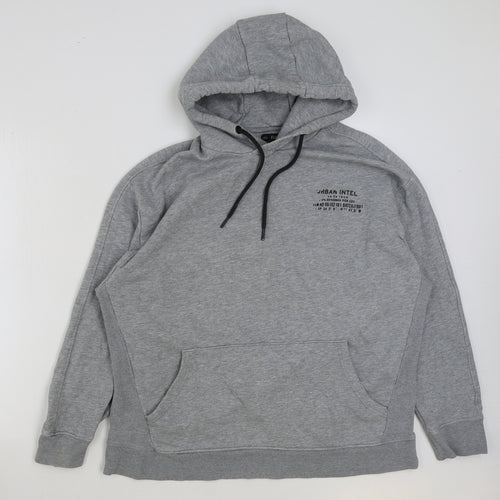 F&F Mens Grey Cotton Pullover Hoodie Size XL