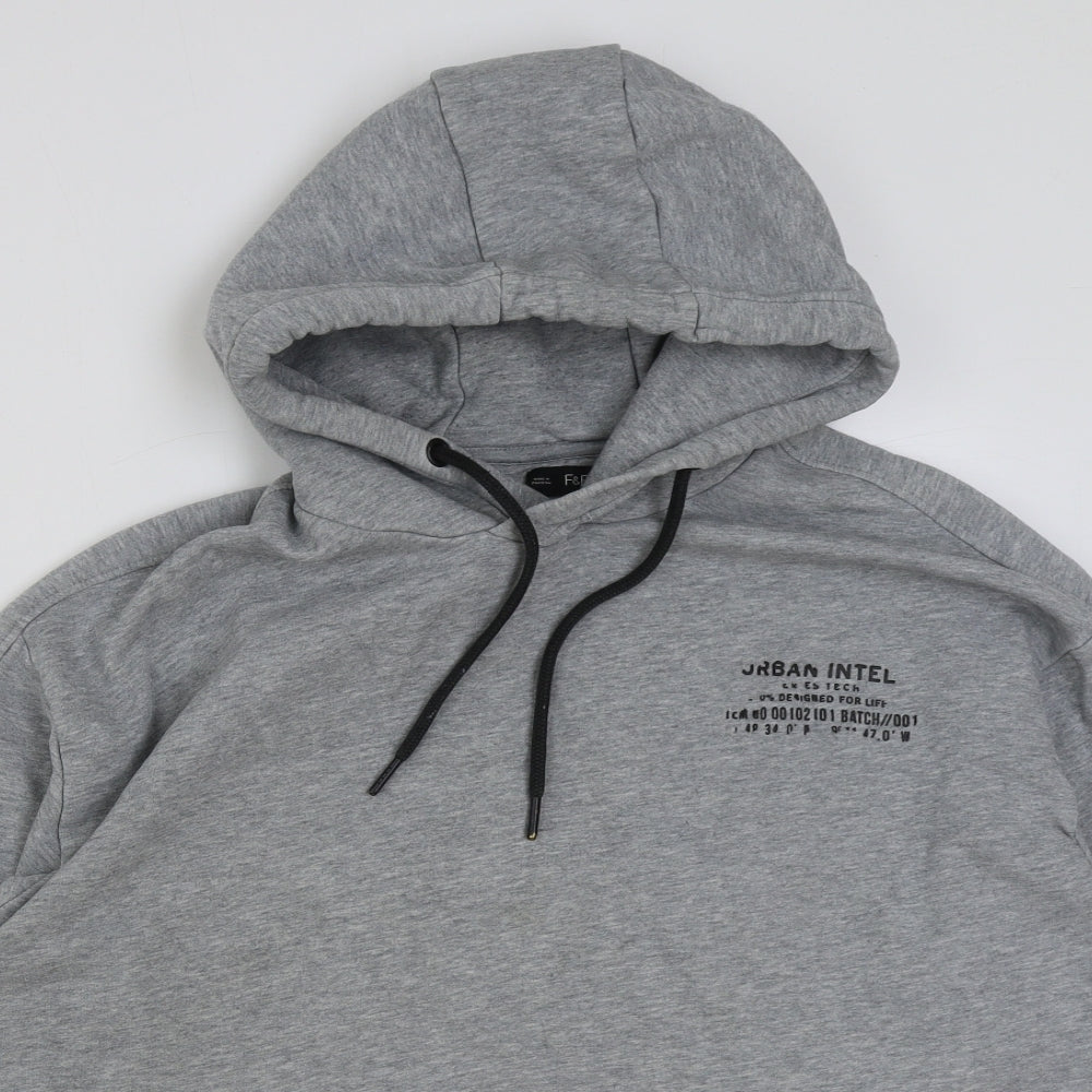 F&F Mens Grey Cotton Pullover Hoodie Size XL