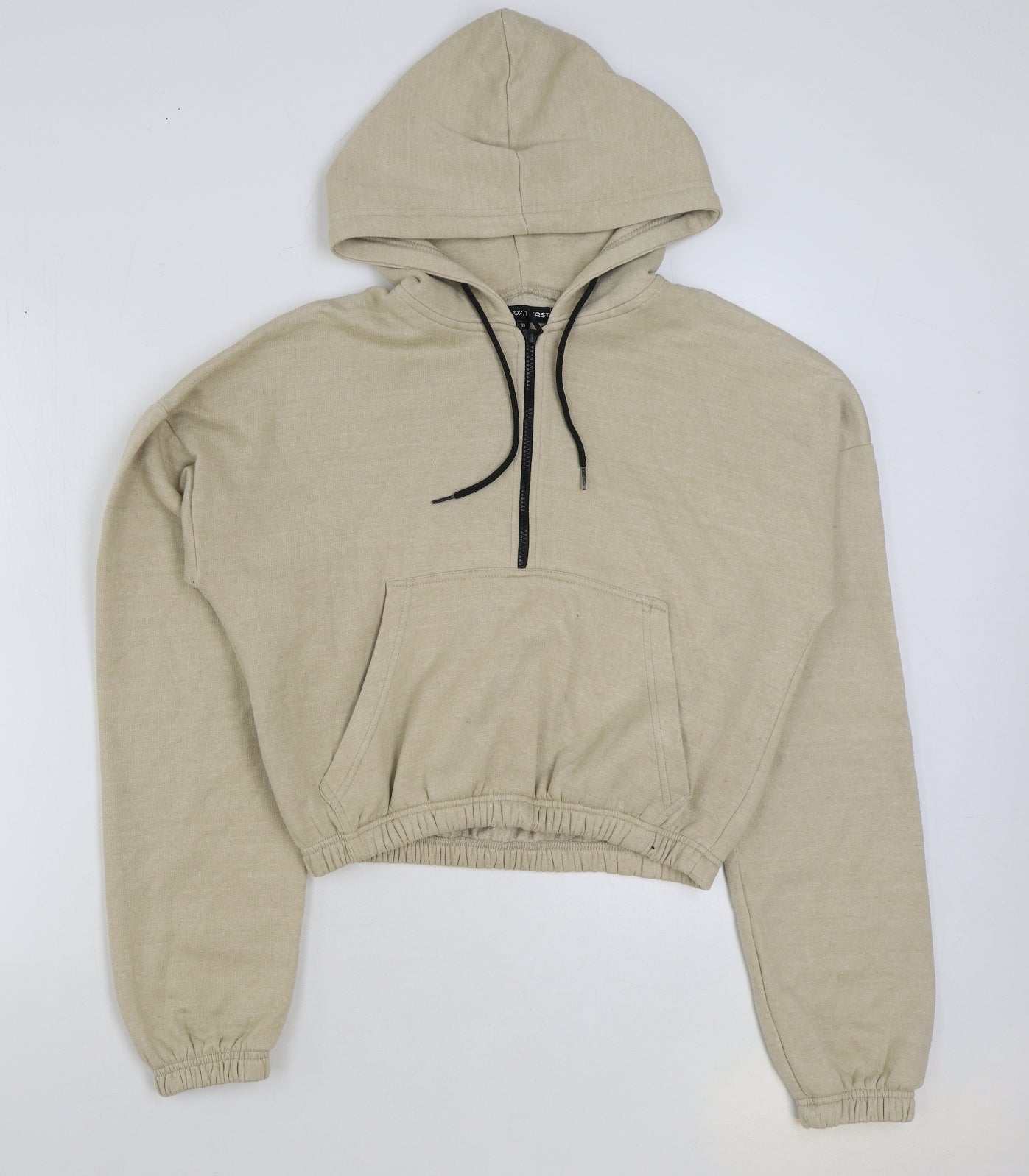 I SAW IT FIRST Womens Beige Cotton Pullover Hoodie Size 10 Zip