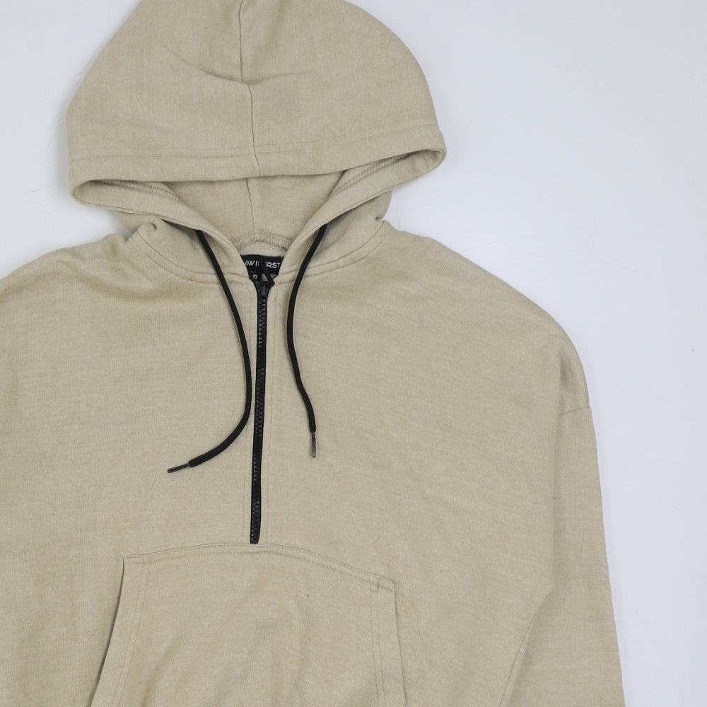 I SAW IT FIRST Womens Beige Cotton Pullover Hoodie Size 10 Zip