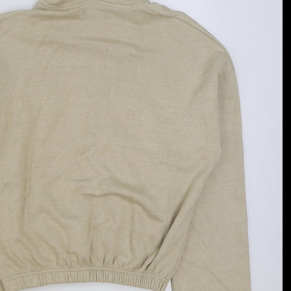 I SAW IT FIRST Womens Beige Cotton Pullover Hoodie Size 10 Zip