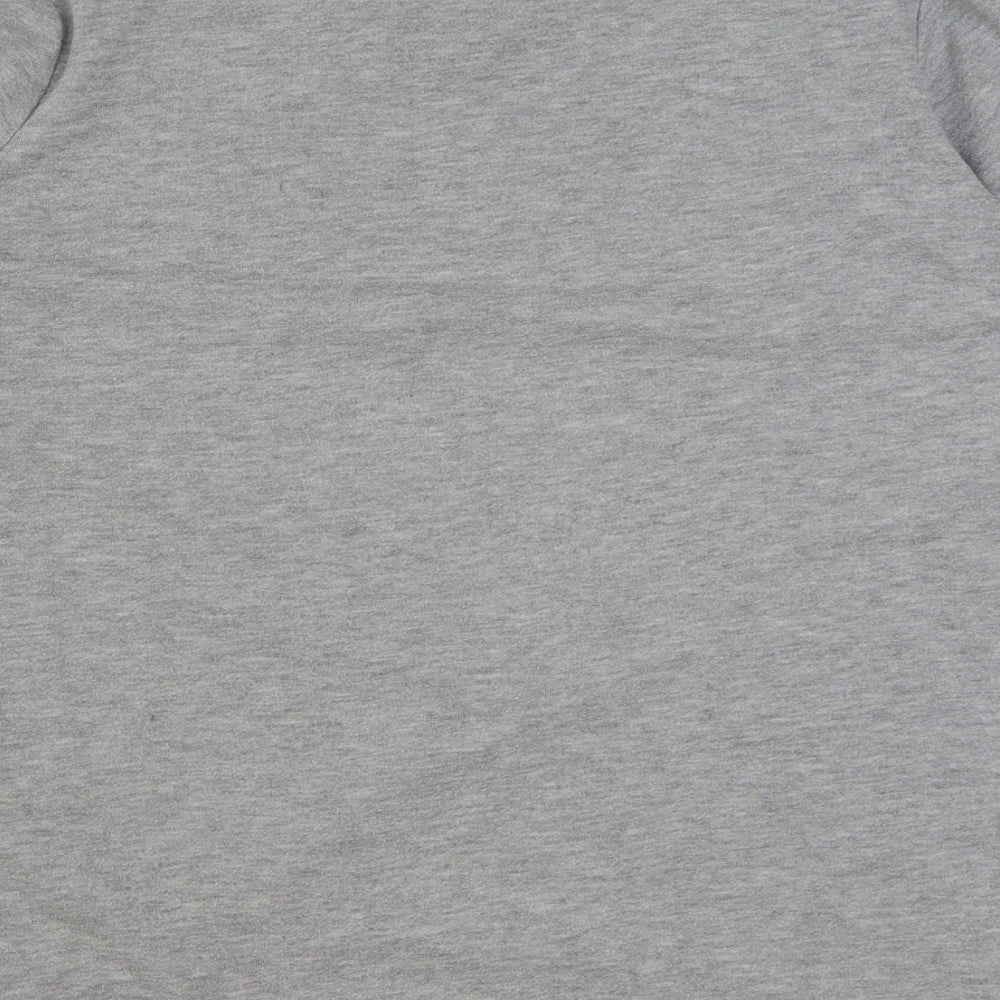 H&M Womens Grey Cotton Basic T-Shirt Size M Scoop Neck - Lace Detail
