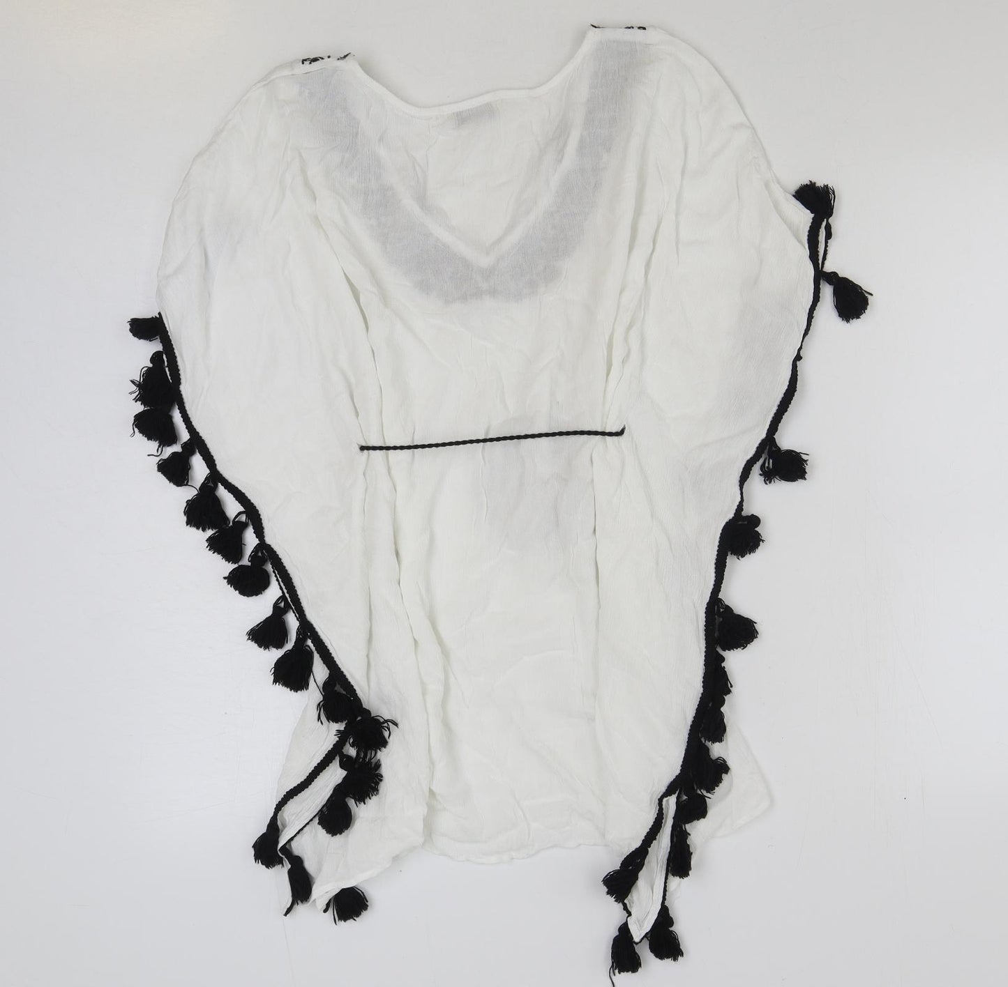 Papaya Womens White Geometric Viscose Basic Blouse Size S Scoop Neck