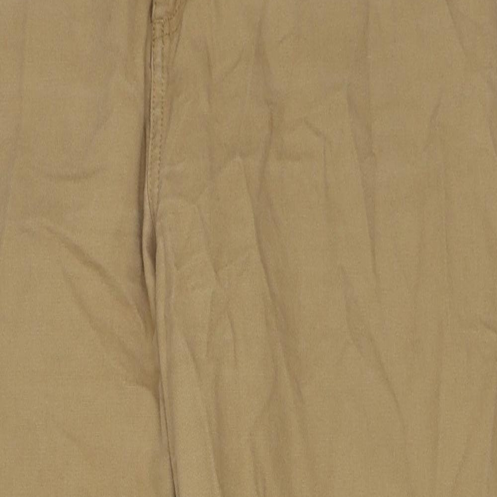 Monki Womens Beige Cotton Trousers Size 14 L27 in Regular Button