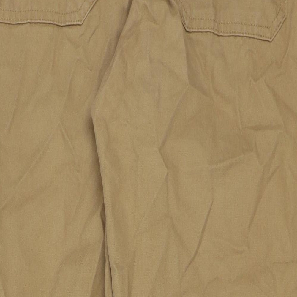 Monki Womens Beige Cotton Trousers Size 14 L27 in Regular Button