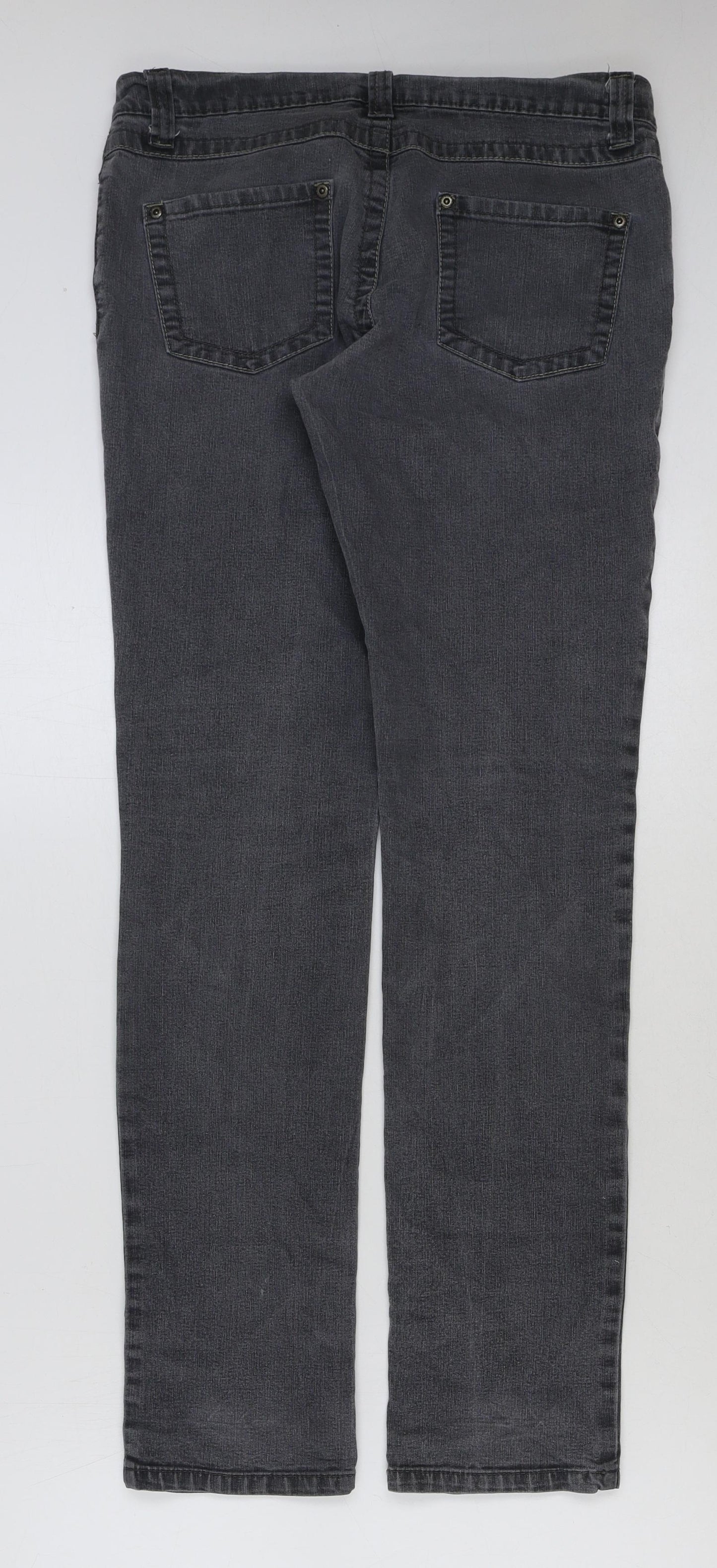 George Womens Grey Cotton Straight Jeans Size 12 L30 in Regular Button