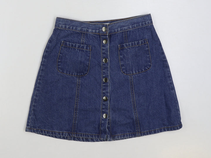 Cooperative Womens Blue Cotton Mini Skirt Size XS Button