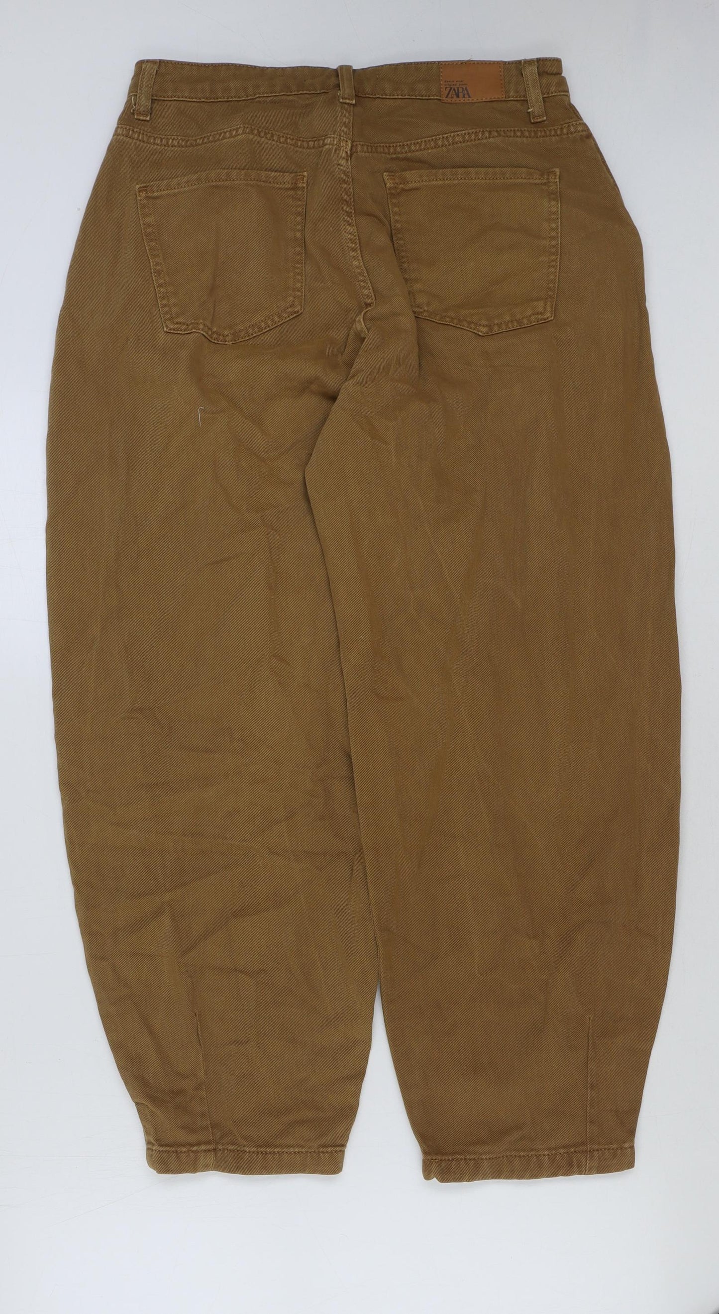 Zara Womens Beige Cotton Mom Jeans Size 12 L27 in Regular Button