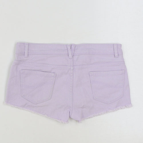 Denim & Co. Womens Purple Cotton Hot Pants Shorts Size 6 Regular Button
