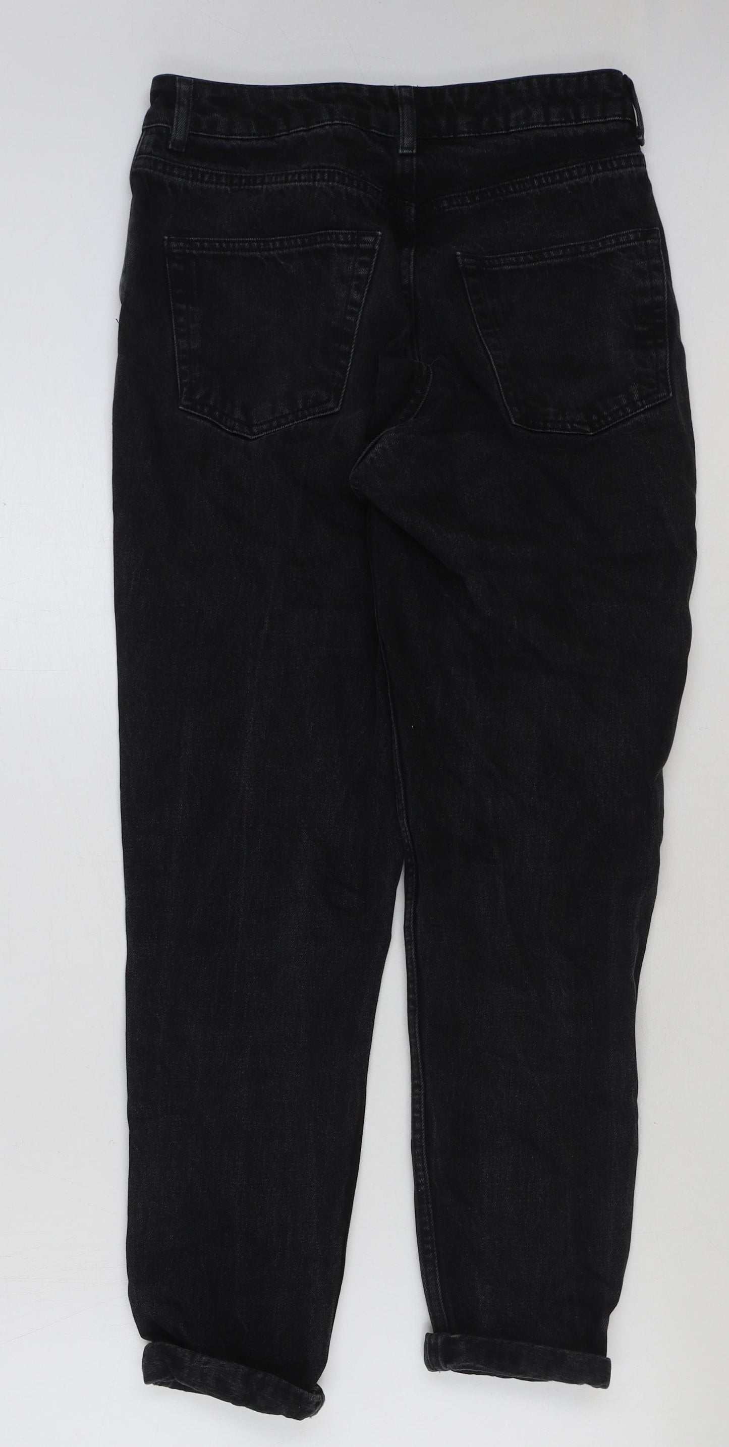 Topshop Mens Black Cotton Straight Jeans Size 28 in L34 in Regular Button