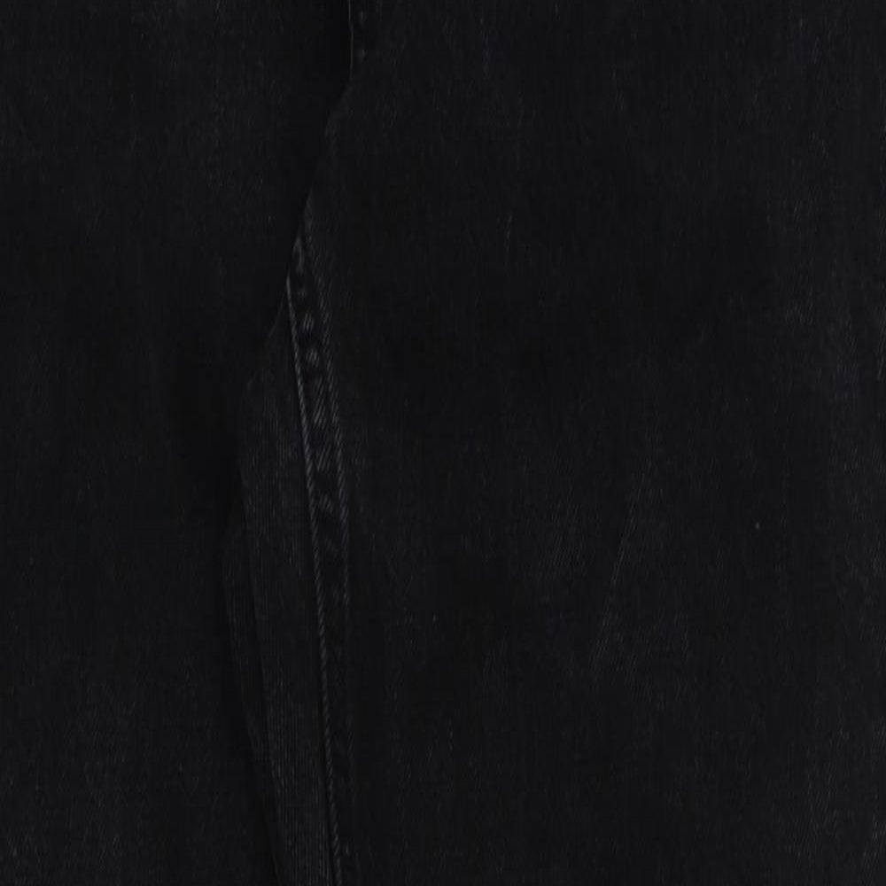 Topshop Mens Black Cotton Straight Jeans Size 28 in L34 in Regular Button