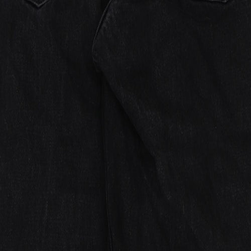 Topshop Mens Black Cotton Straight Jeans Size 28 in L34 in Regular Button
