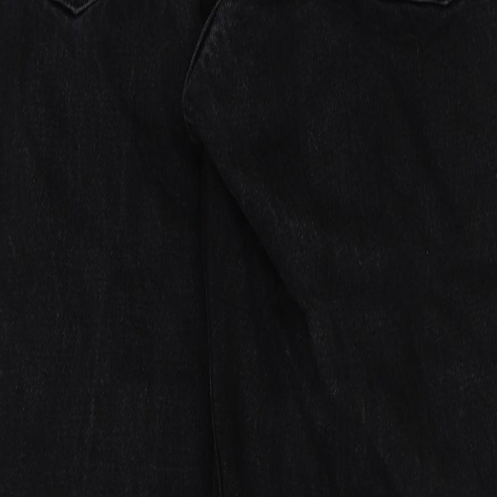 Topshop Mens Black Cotton Straight Jeans Size 28 in L34 in Regular Button