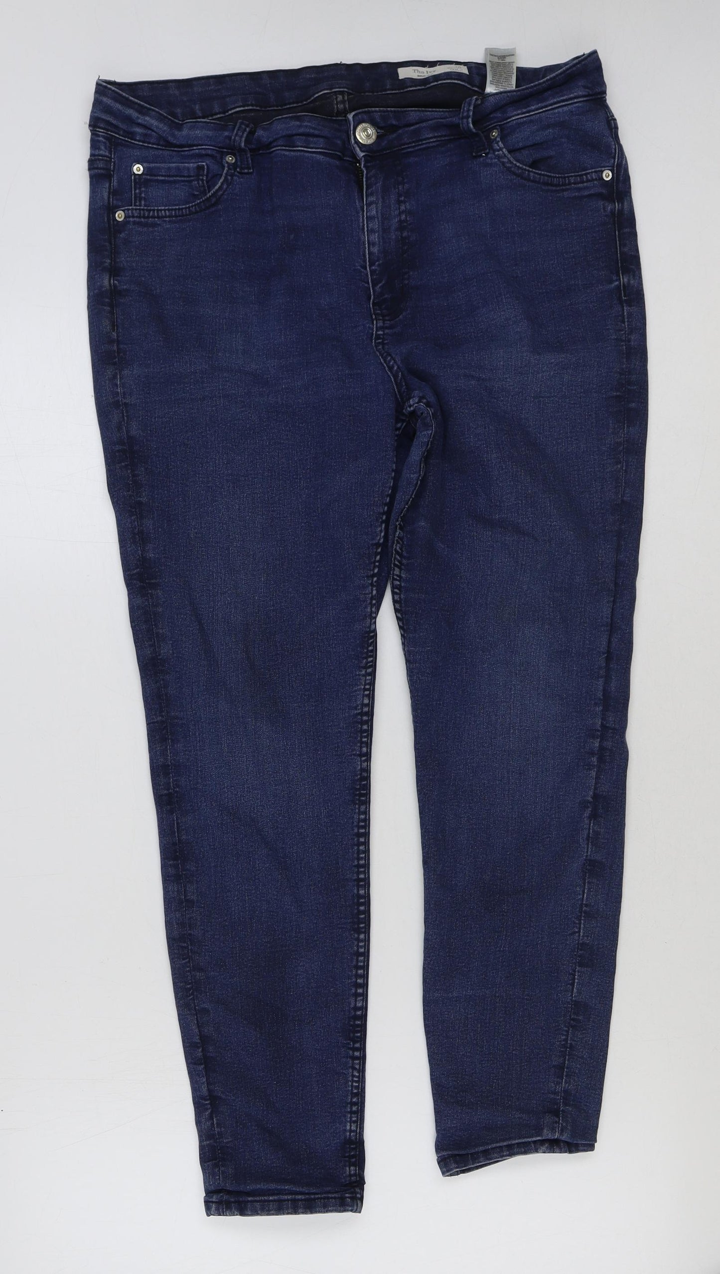 Marks and Spencer Womens Blue Cotton Skinny Jeans Size 16 L28 in Regular Button