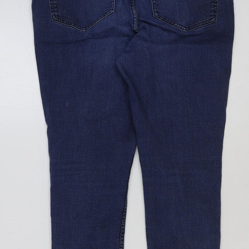 Marks and Spencer Womens Blue Cotton Skinny Jeans Size 16 L28 in Regular Button