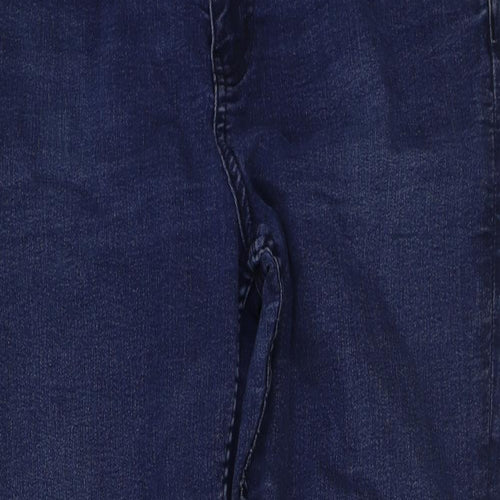 Marks and Spencer Womens Blue Cotton Skinny Jeans Size 16 L28 in Regular Button
