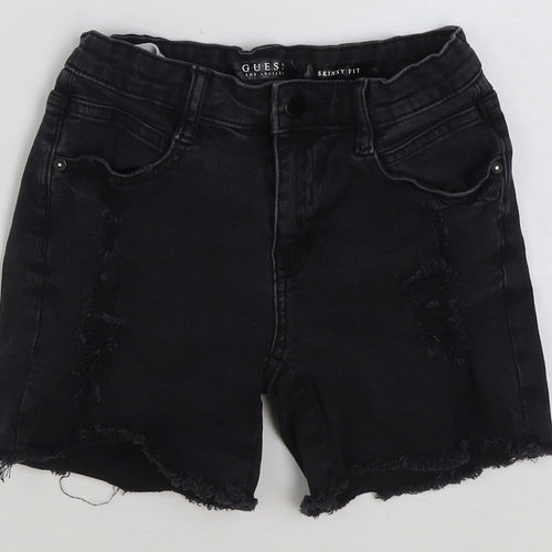 GUESS Womens Black Cotton Cut-Off Shorts Size 12 L5 in Regular Button