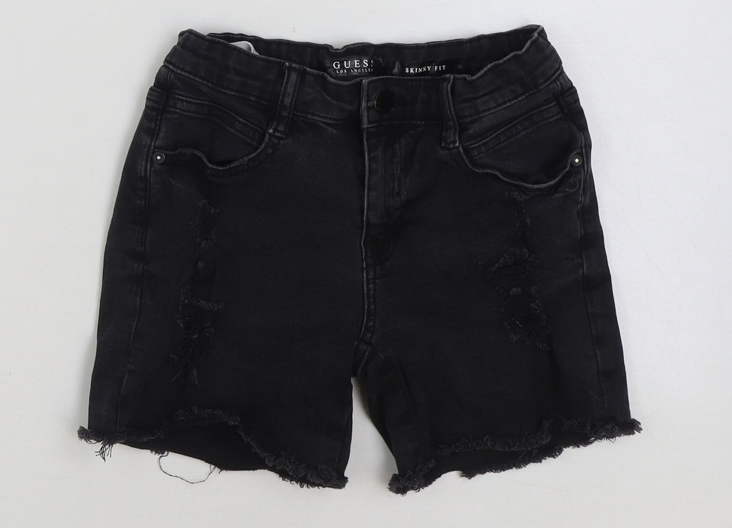 GUESS Womens Black Cotton Cut-Off Shorts Size 12 L5 in Regular Button