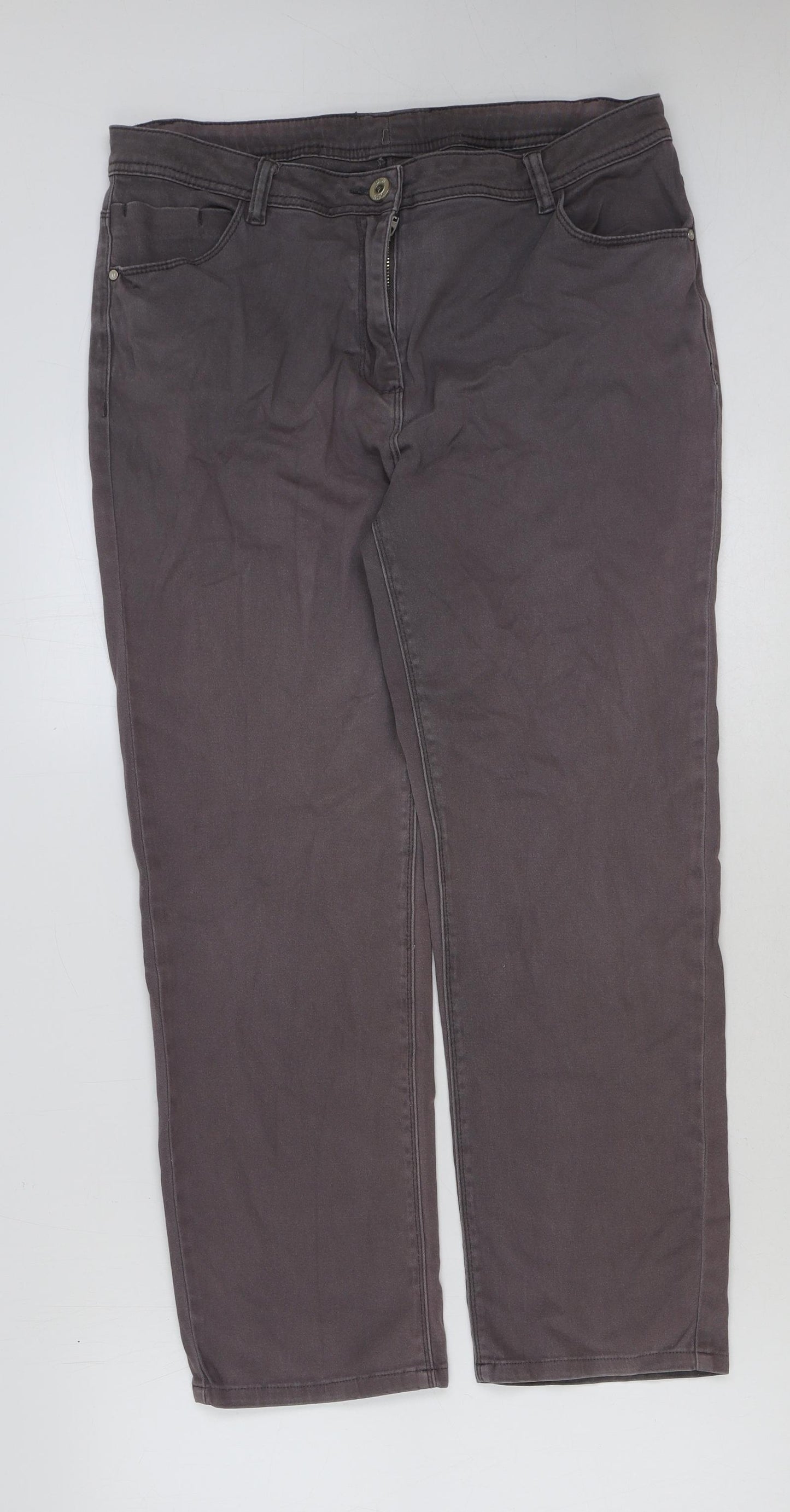 Preworn Womens Purple Cotton Straight Jeans Size 16 L27 in Regular Button