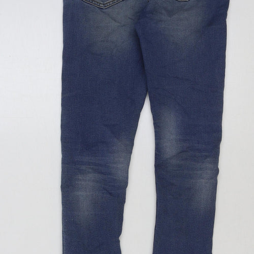 M&Co Girls Blue Cotton Skinny Jeans Size 9-10 Years Regular Button