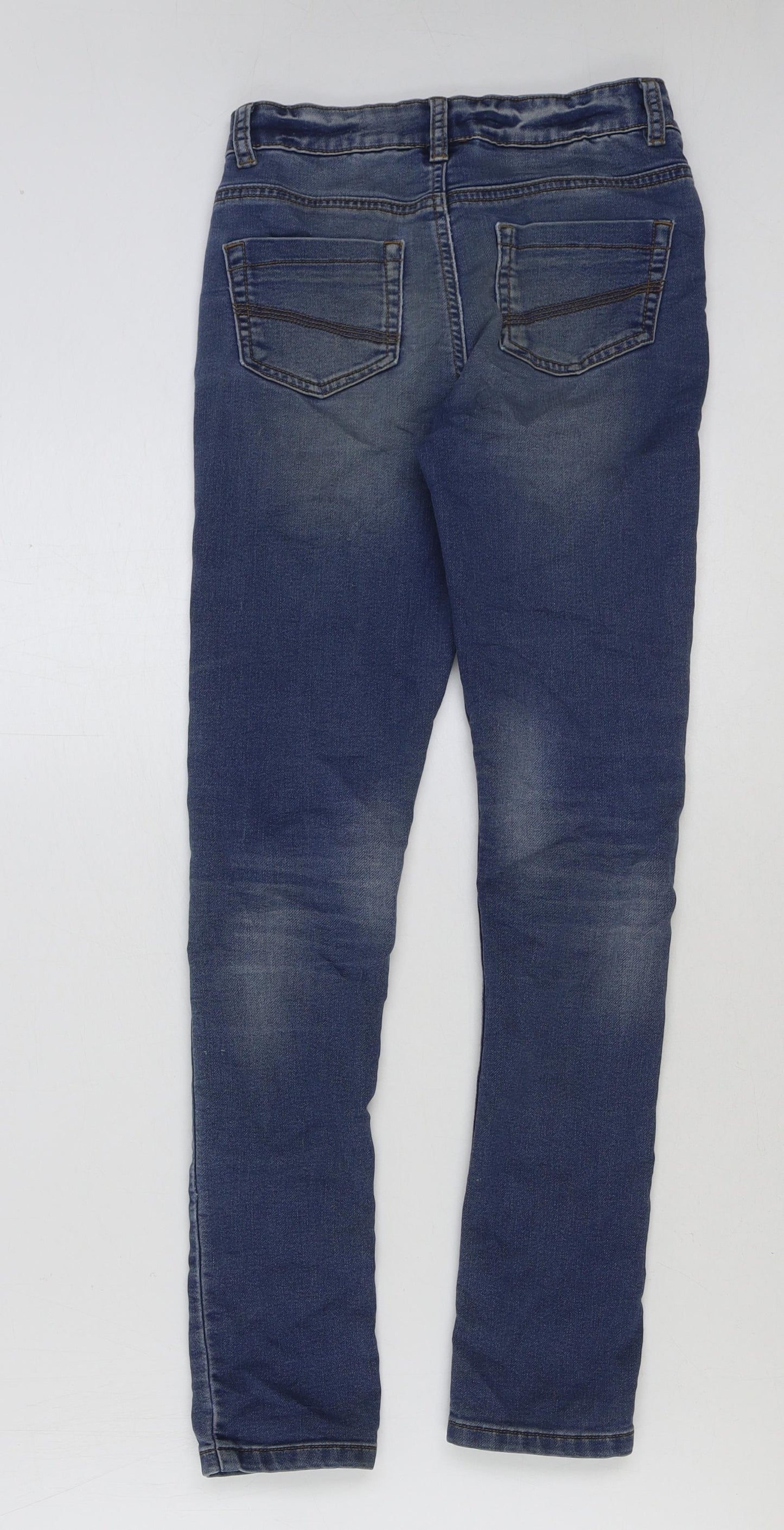 M&Co Girls Blue Cotton Skinny Jeans Size 9-10 Years Regular Button