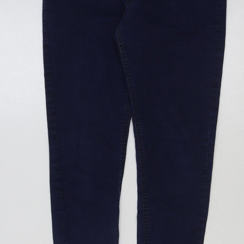 Marks and Spencer Womens Blue Cotton Skinny Jeans Size 8 L26 in Regular Button