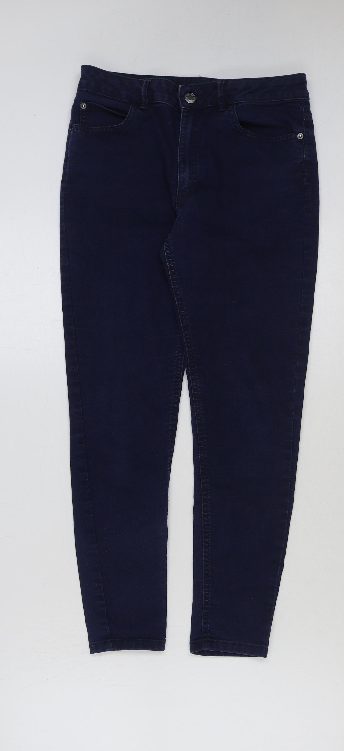 Marks and Spencer Womens Blue Cotton Skinny Jeans Size 8 L26 in Regular Button