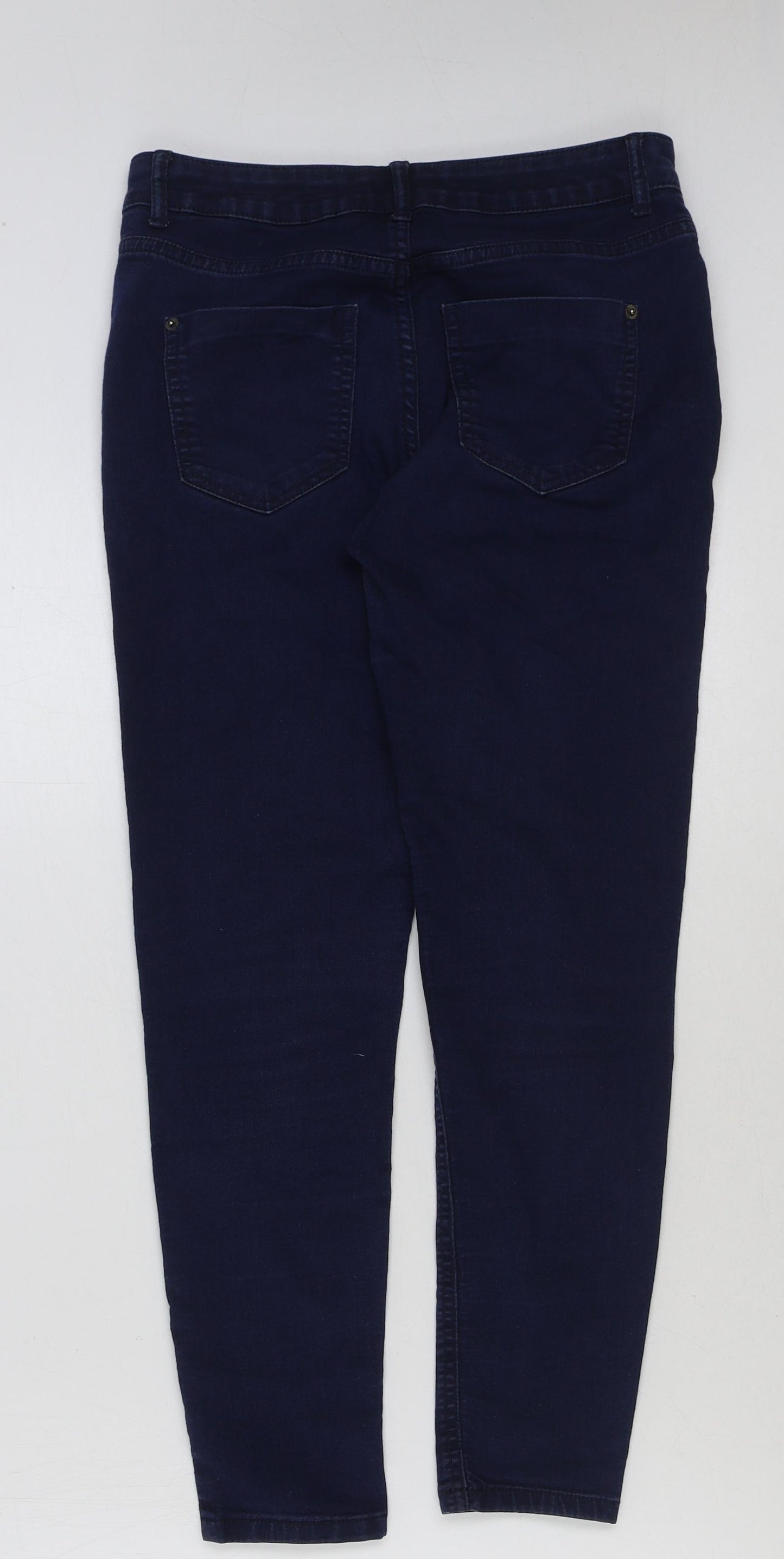 Marks and Spencer Womens Blue Cotton Skinny Jeans Size 8 L26 in Regular Button