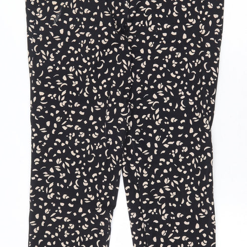 Marks and Spencer Womens Black Geometric Viscose Trousers Size 12 L27 in Regular Zip
