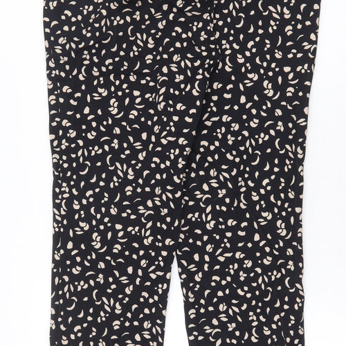 Marks and Spencer Womens Black Geometric Viscose Trousers Size 12 L27 in Regular Zip