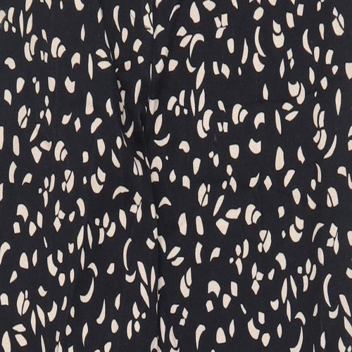 Marks and Spencer Womens Black Geometric Viscose Trousers Size 12 L27 in Regular Zip