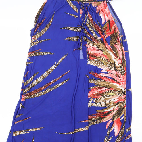 Preworn Womens Blue Geometric Polyester Camisole Tank Size L Boat Neck