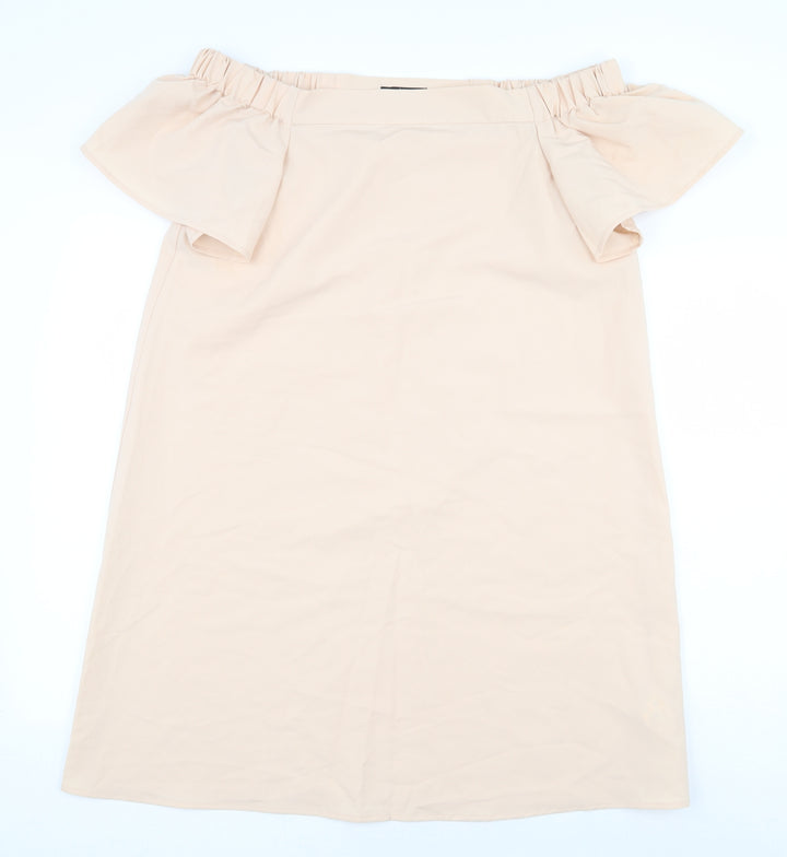 La Redoute Womens Pink Polyester Sheath Size 14 Off the Shoulder Pullover