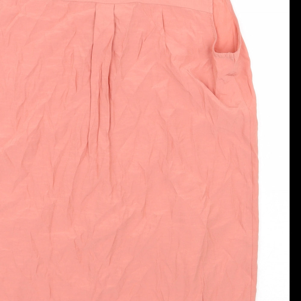 Marks and Spencer Womens Pink Viscose Basic Blouse Size 10 V-Neck