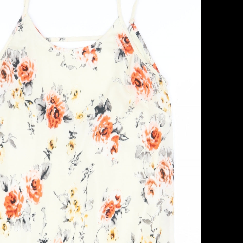 Fashion Union Womens Beige Floral Polyester Slip Dress Size 12 Boat Neck Pullover