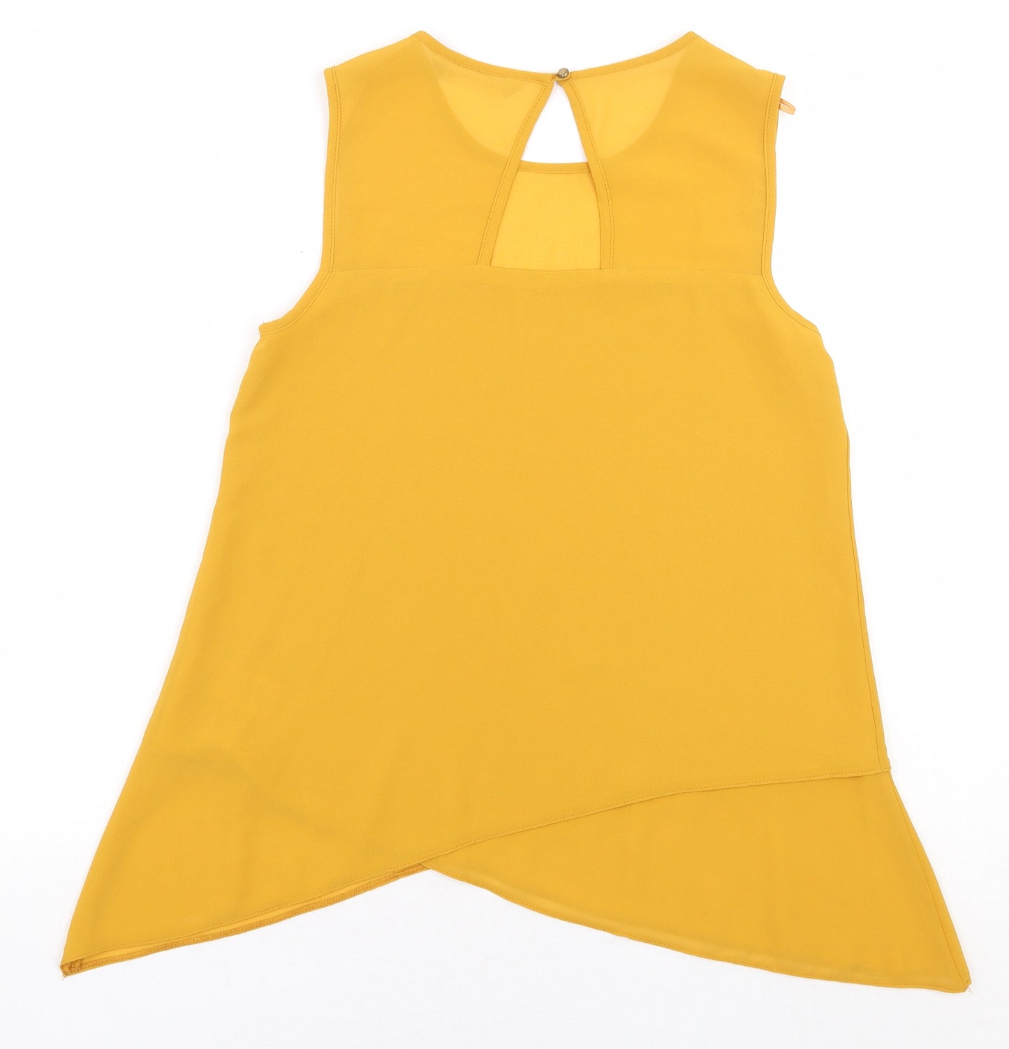 Debenhams Womens Yellow Polyester Basic Blouse Size 8 Boat Neck
