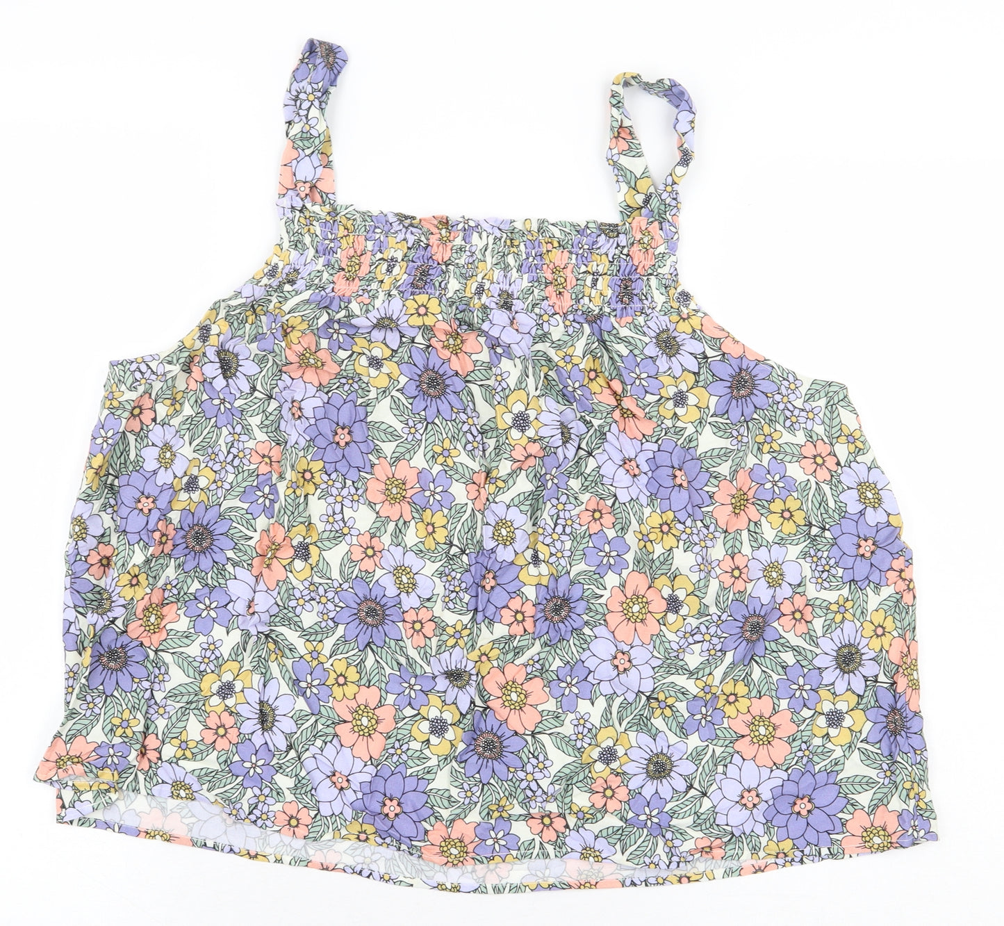 Papaya Womens Multicoloured Floral Viscose Camisole Tank Size 18 Square Neck