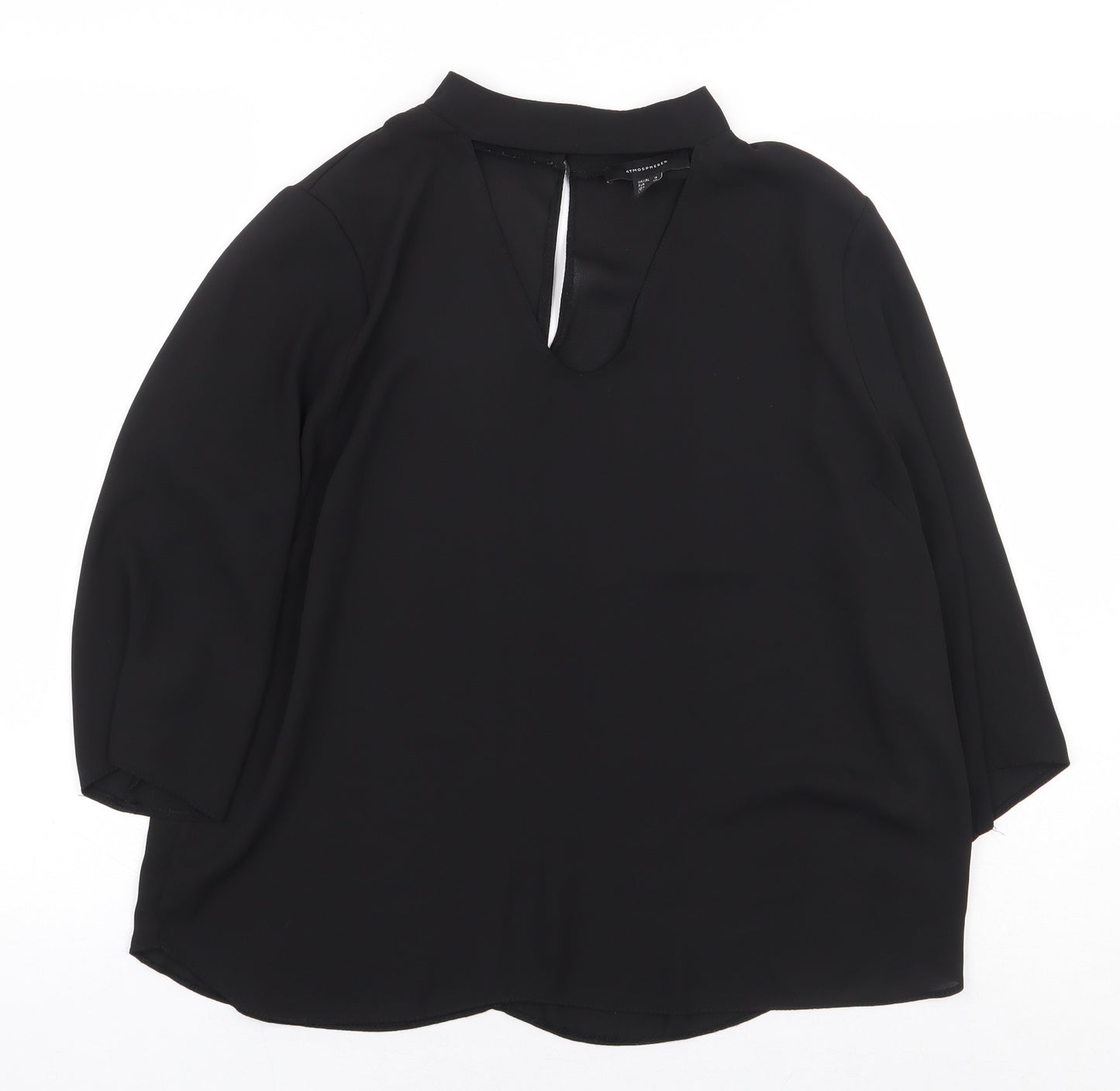Atmosphere Womens Black Polyester Basic Blouse Size 16 Mock Neck - Back Cut Out