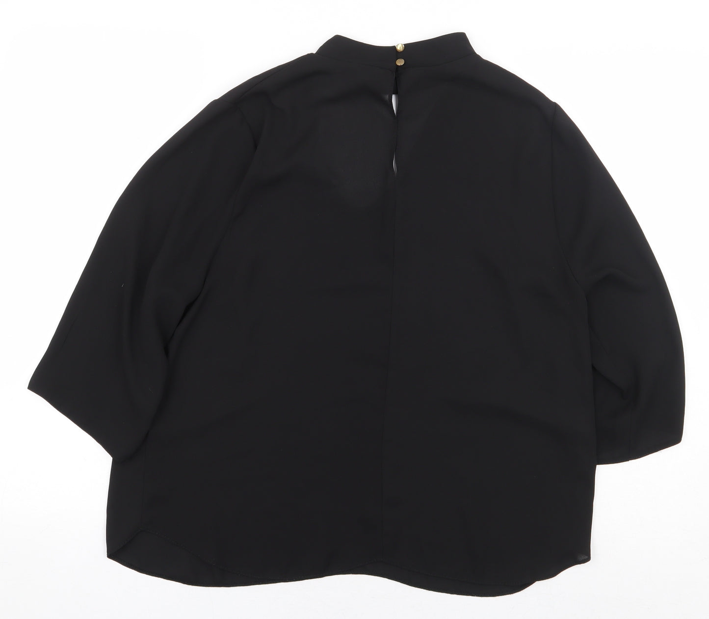 Atmosphere Womens Black Polyester Basic Blouse Size 16 Mock Neck - Back Cut Out