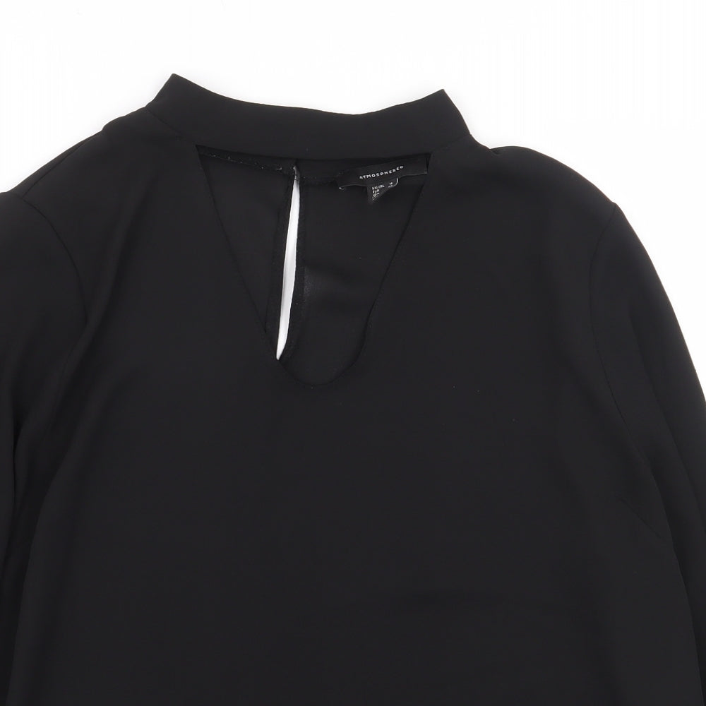 Atmosphere Womens Black Polyester Basic Blouse Size 16 Mock Neck - Back Cut Out