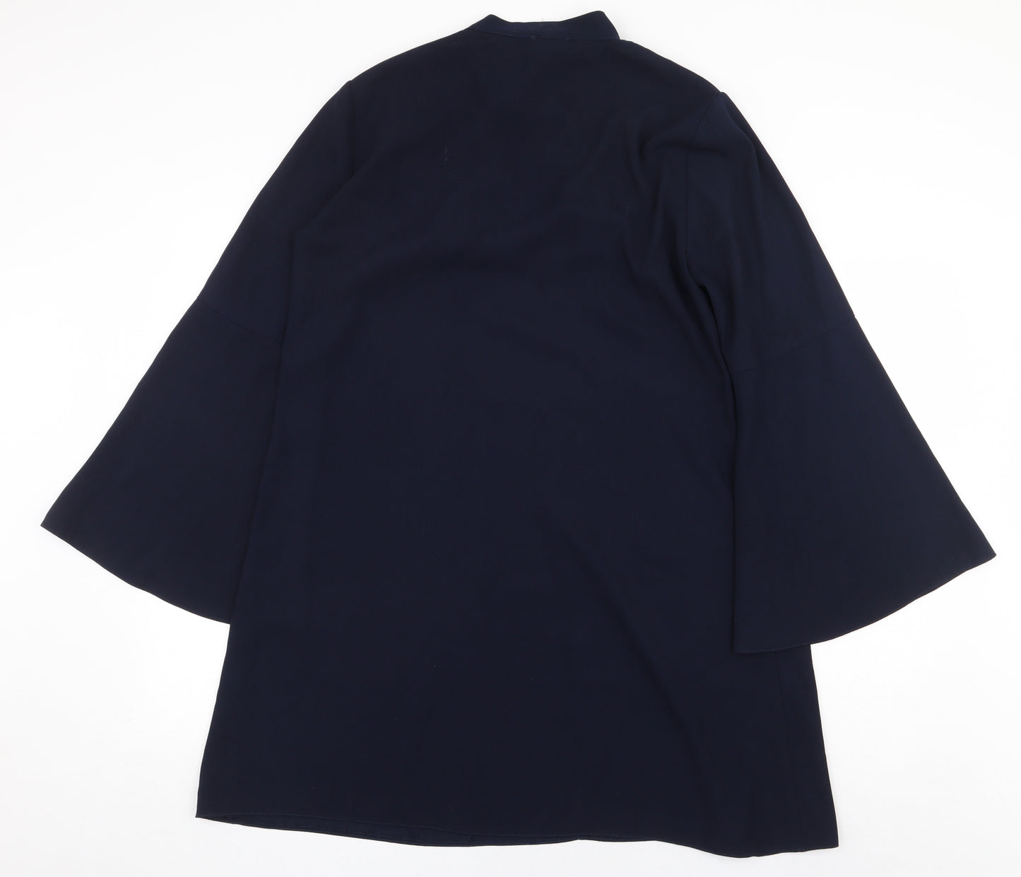 River Island Womens Blue Polyester Sheath Size 14 Mock Neck Tie