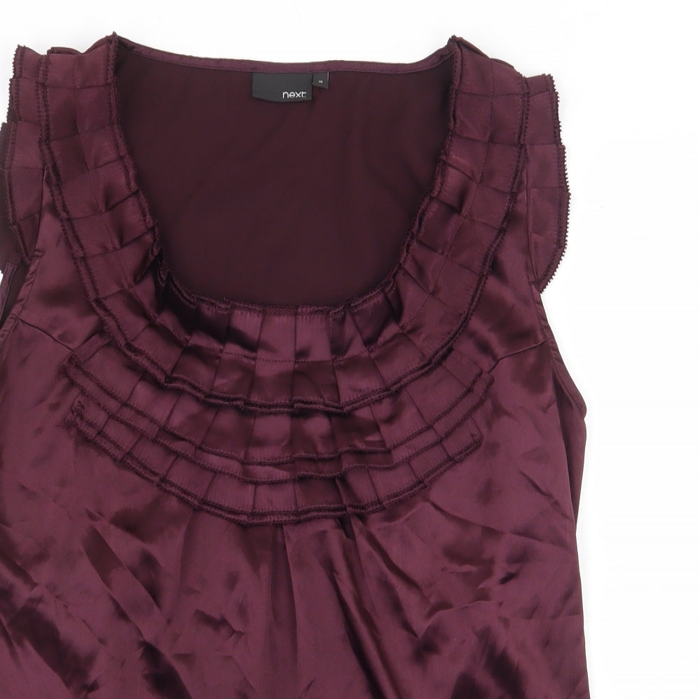 NEXT Womens Purple Polyester Basic Blouse Size 16 Scoop Neck