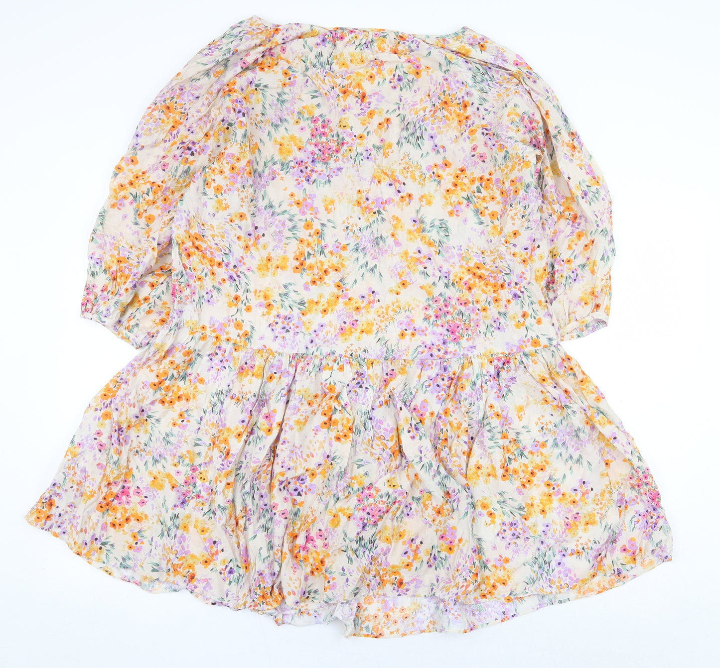 H&M Womens Multicoloured Floral Viscose A-Line Size S Boat Neck Pullover