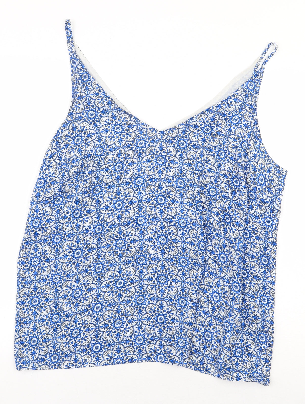 Papaya Womens Blue Geometric Polyester Basic Tank Size 18 V-Neck