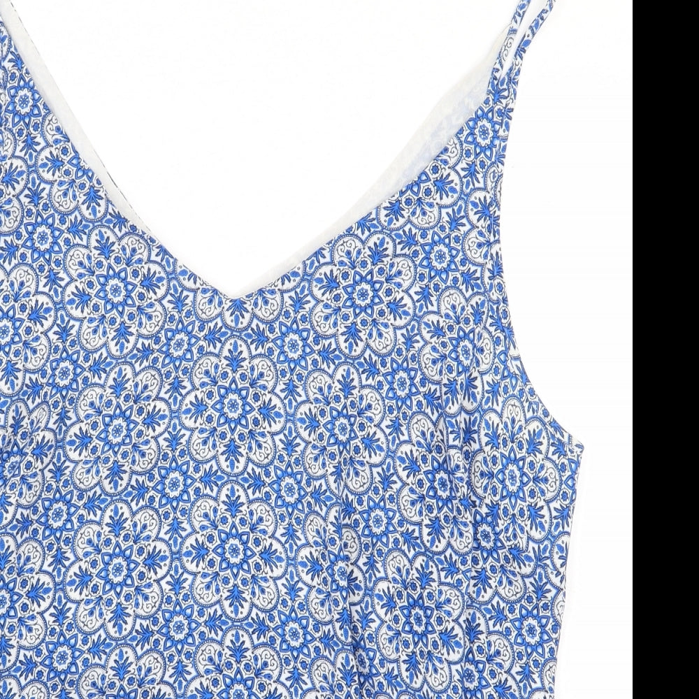 Papaya Womens Blue Geometric Polyester Basic Tank Size 18 V-Neck