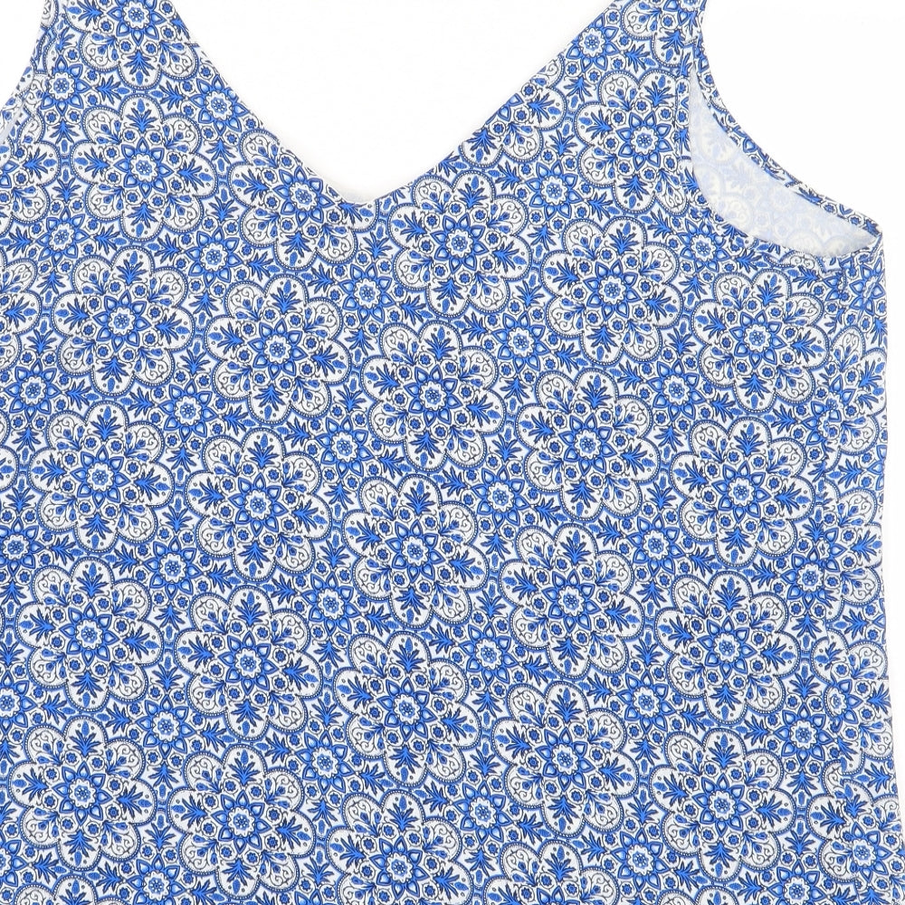 Papaya Womens Blue Geometric Polyester Basic Tank Size 18 V-Neck