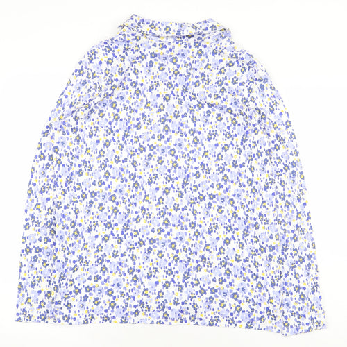 Country Collection Womens White Floral 100% Cotton Basic Blouse Size L Collared
