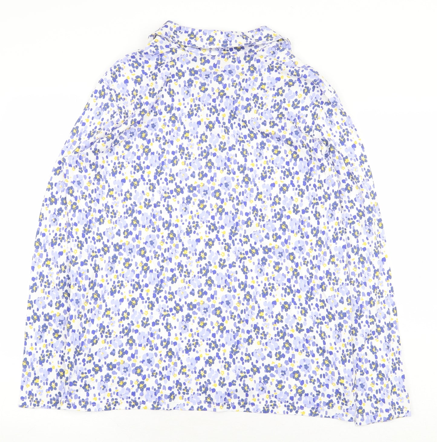 Country Collection Womens White Floral 100% Cotton Basic Blouse Size L Collared
