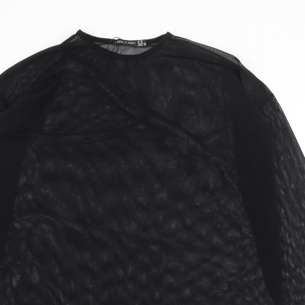I SAW IT FIRST Womens Black Polyester T-Shirt Dress Size 12 Round Neck Pullover
