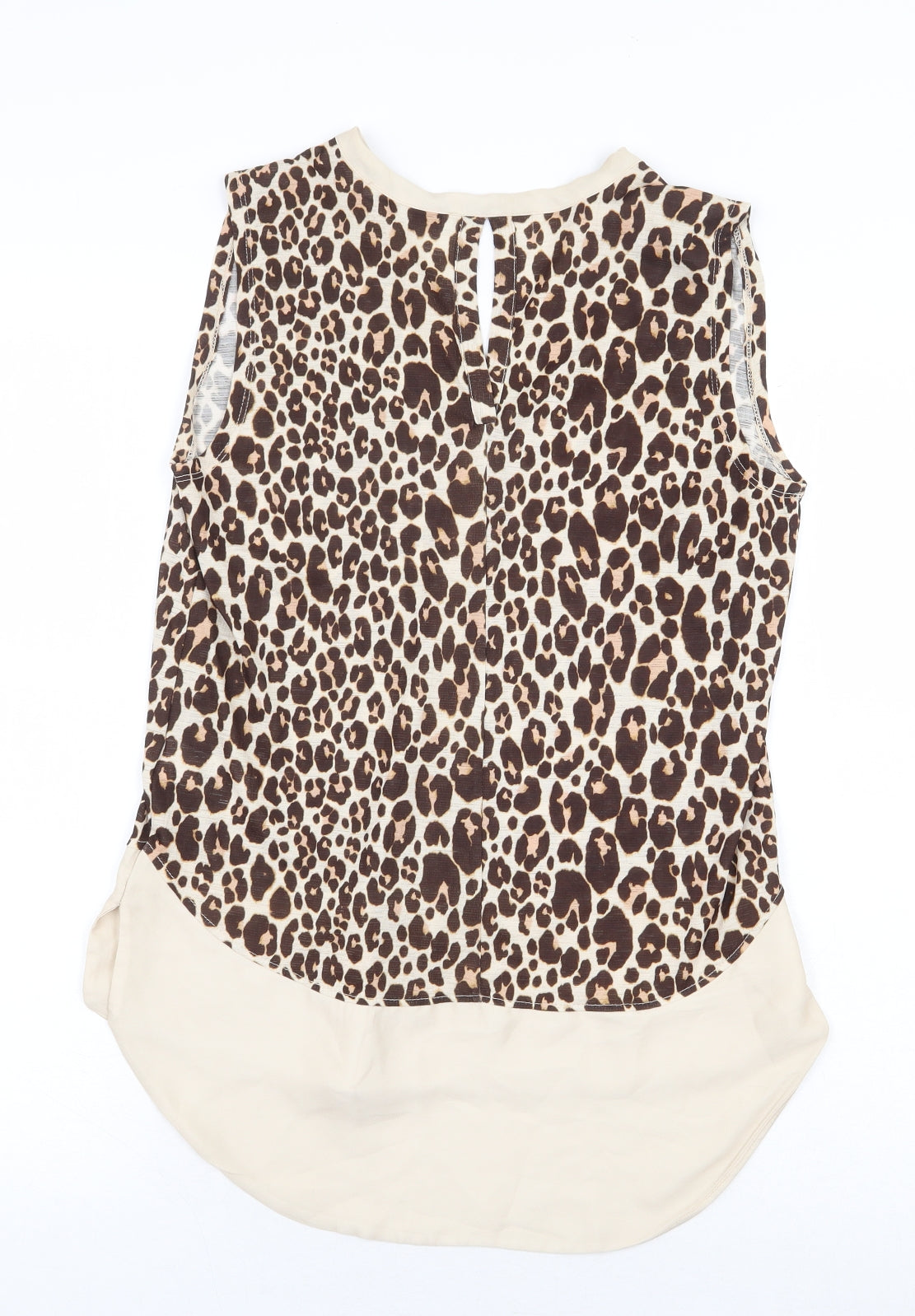 NEXT Womens Beige Animal Print Polyester Basic Blouse Size 8 V-Neck - Leopard Print